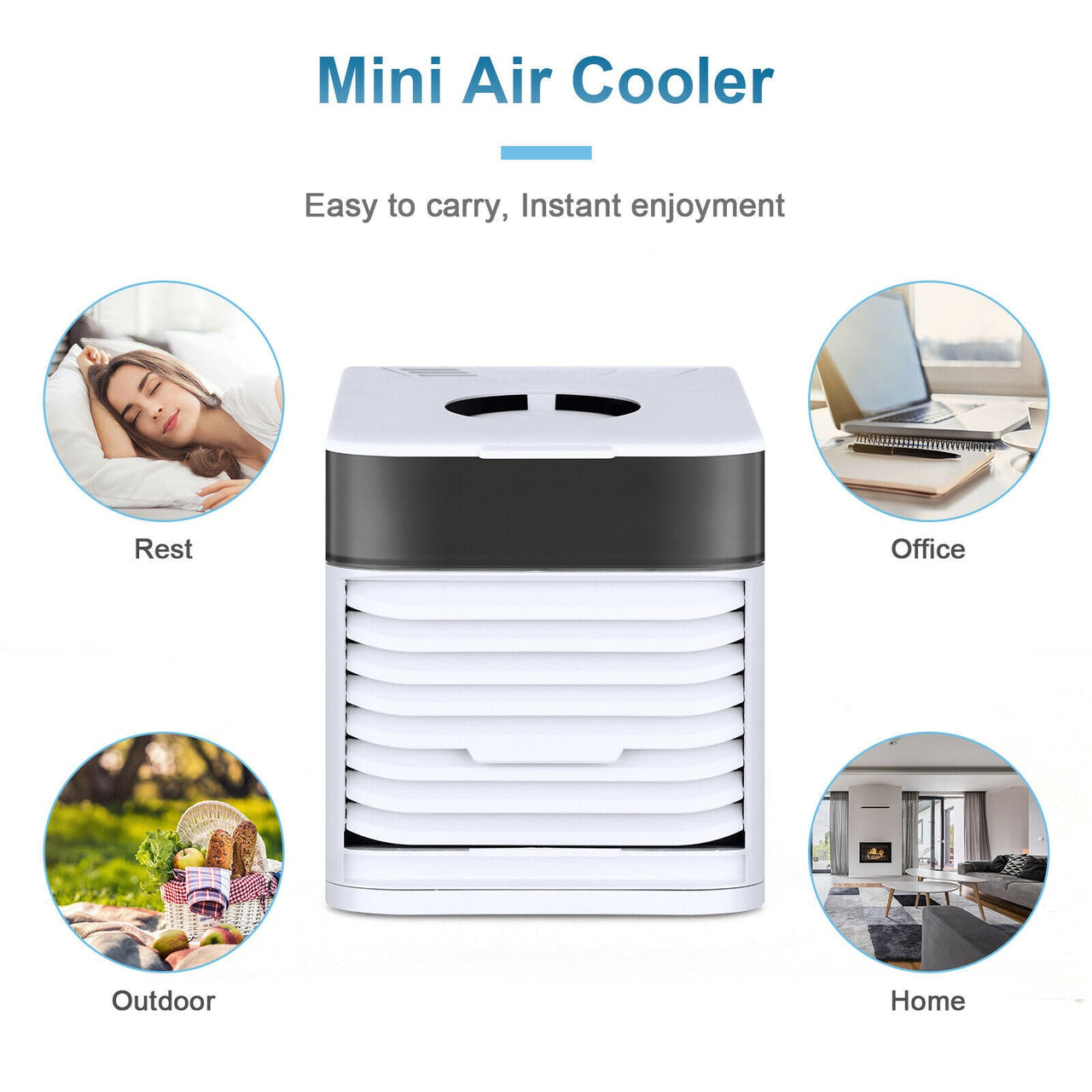 4-In-1 Personal Portable Cooler AC Air Conditioner Unit Air Fan Humidifier 4-In-1 Upgraded Portable Air Conditioner Cooling Fan 3-Speed Home Office Tent - InspiredGrabs.com