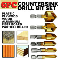 Thumbnail for 6Pcs Countersink Drill Bit Set 1 4 Hex Shank HSS Woodworking Pilot Screw Holes - InspiredGrabs.com