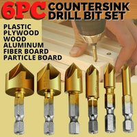 Thumbnail for 6Pcs Countersink Drill Bit Set 1 4 Hex Shank HSS Woodworking Pilot Screw Holes - InspiredGrabs.com