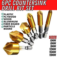 Thumbnail for 6Pcs Countersink Drill Bit Set 1 4 Hex Shank HSS Woodworking Pilot Screw Holes - InspiredGrabs.com