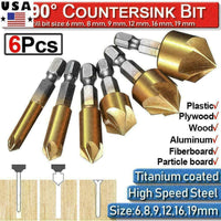 Thumbnail for 6Pcs Countersink Drill Bit Set 1 4 Hex Shank HSS Woodworking Pilot Screw Holes - InspiredGrabs.com