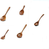 Thumbnail for Acacia Wooden Utensil Set: Long-Handled Spatula, Spoon, and Soup Spoon for Non-Stick Cookware - InspiredGrabs.com