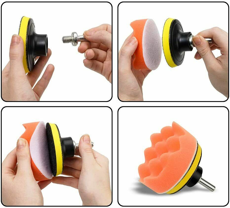 Car Buffing Pads Sponge Kit Polishing Set Bonnet Waxing Foam Seal Tool for Drill - InspiredGrabs.com