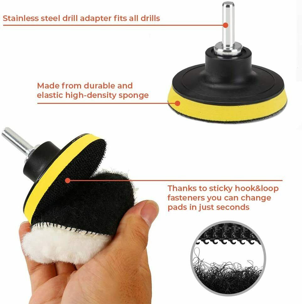 Car Buffing Pads Sponge Kit Polishing Set Bonnet Waxing Foam Seal Tool for Drill - InspiredGrabs.com