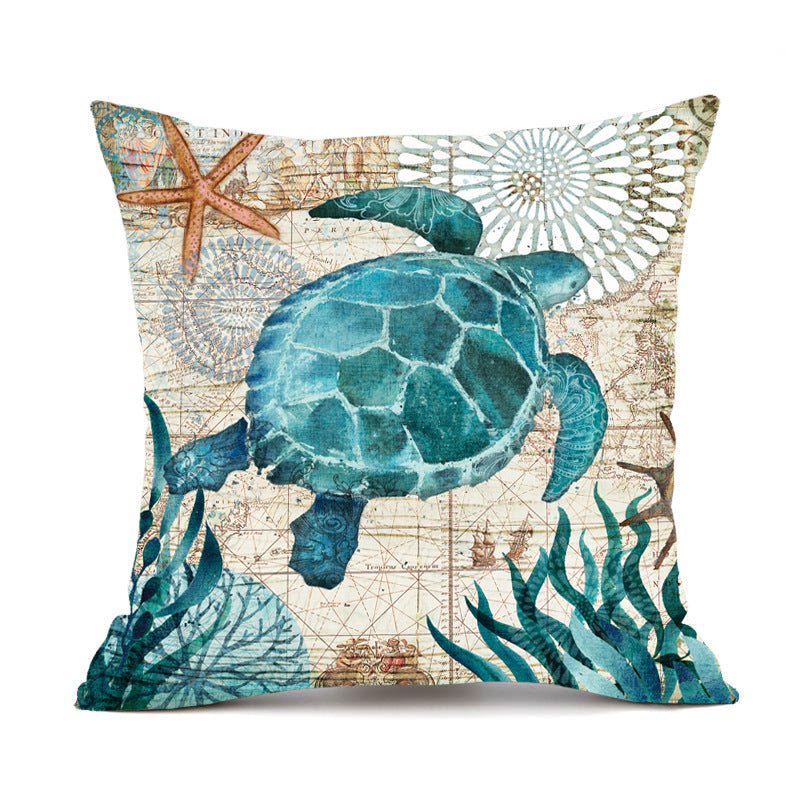 Cushion Covers Sea Turtle Printed Throw Pillow Cases for Home Decor Sofa Chair Seat - InspiredGrabs.com