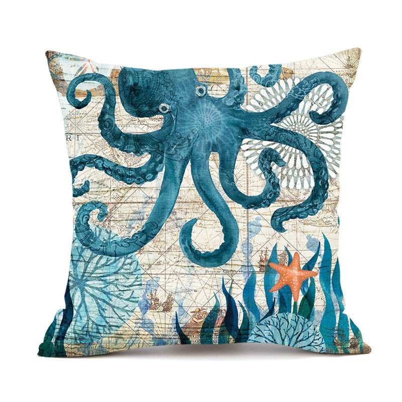 Cushion Covers Sea Turtle Printed Throw Pillow Cases for Home Decor Sofa Chair Seat - InspiredGrabs.com