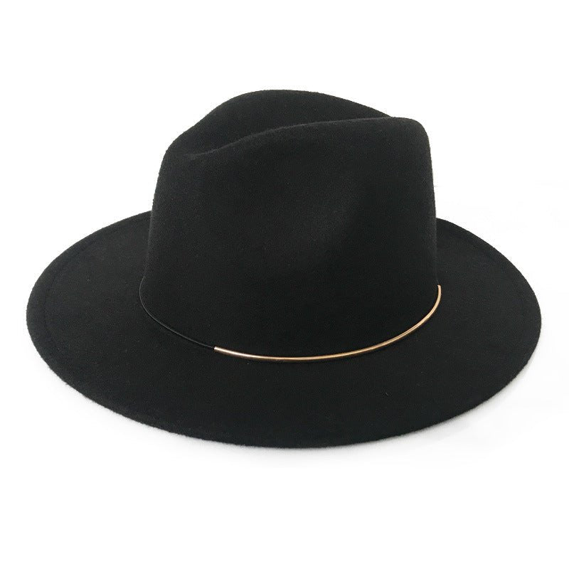 Women's Trendy Hats Gold Buckle Jazz Hat - InspiredGrabs.com