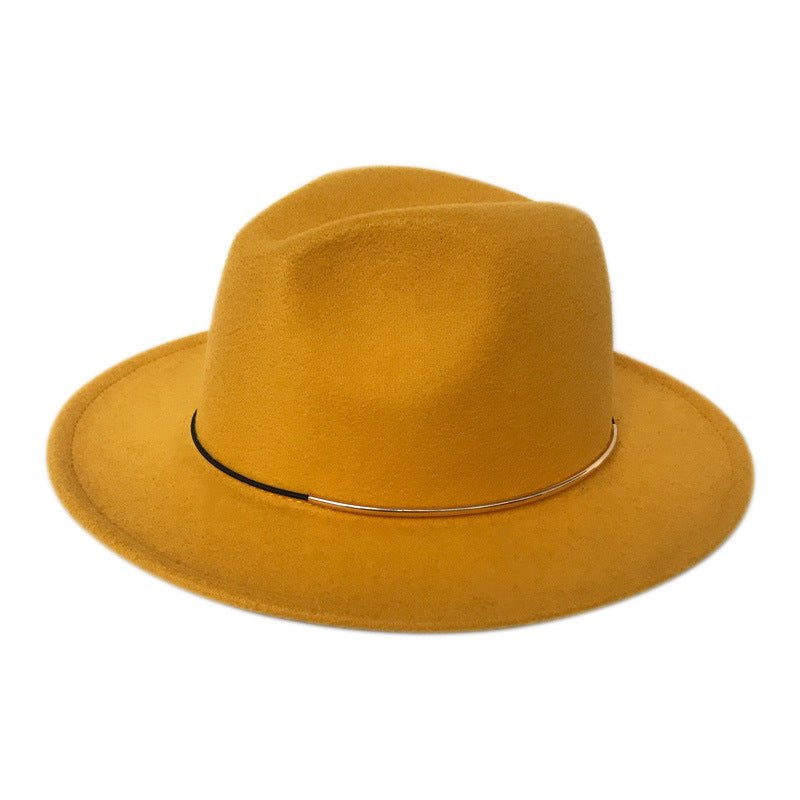 Women's Trendy Hats Gold Buckle Jazz Hat - InspiredGrabs.com