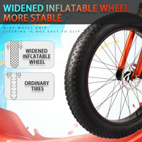 Thumbnail for Fat Tire Bike For Mountain/Snow/Road, 26-Inch Wheels, 21-Speed, Aluminum Frame - InspiredGrabs.com