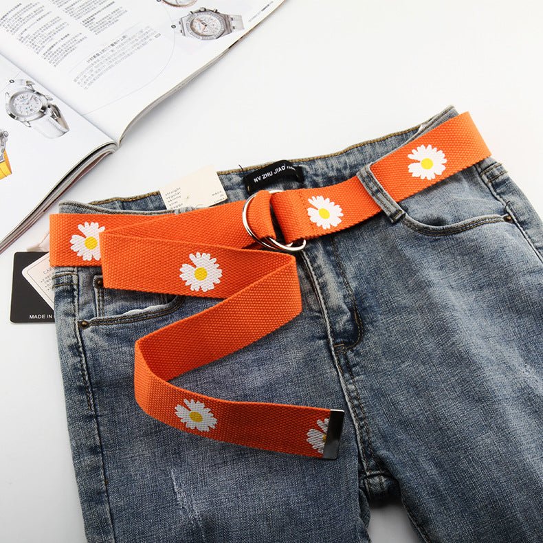 Beautiful Daisy Print Nylon Canvas Belt - InspiredGrabs.com