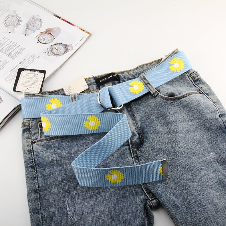 Beautiful Daisy Print Nylon Canvas Belt - InspiredGrabs.com