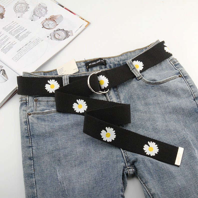 Beautiful Daisy Print Nylon Canvas Belt - InspiredGrabs.com