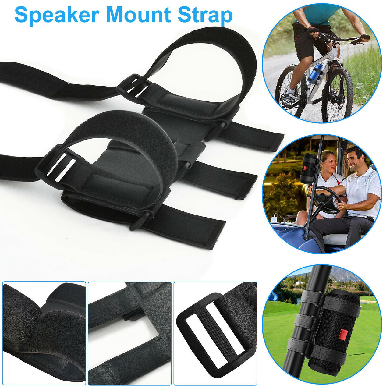 Bicycle Portable Bluetooth Speaker Mount for Golf Cart Bike Strap Accessories - InspiredGrabs.com