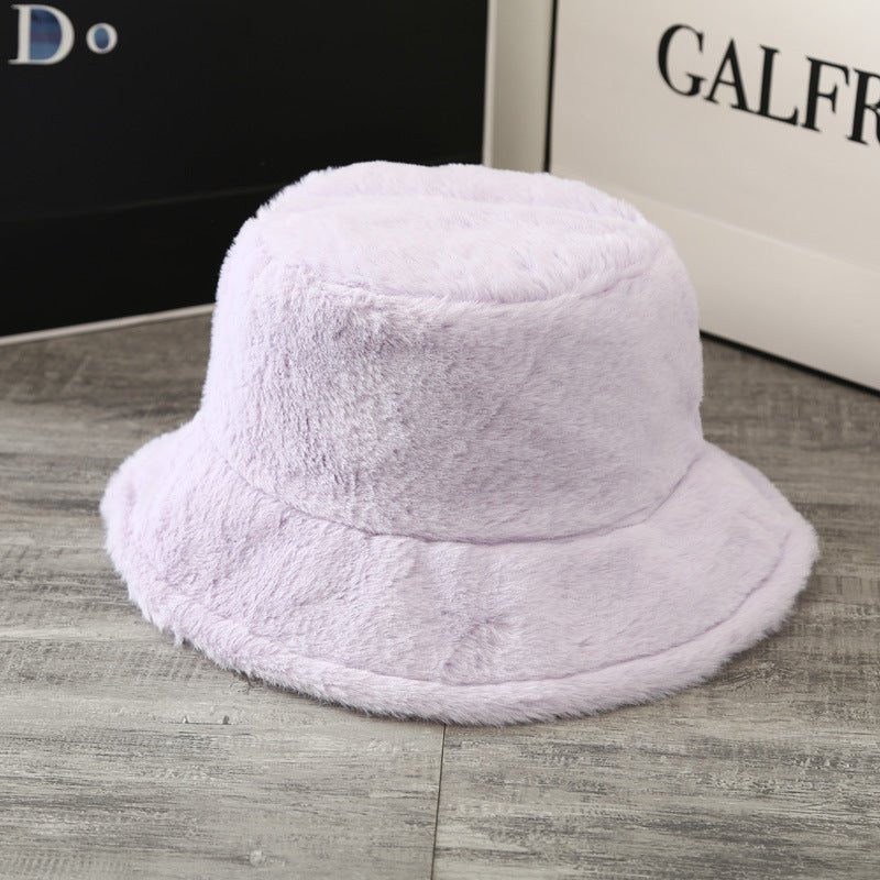 British Women's Curled Soft Plush Solid Color Hat - InspiredGrabs.com