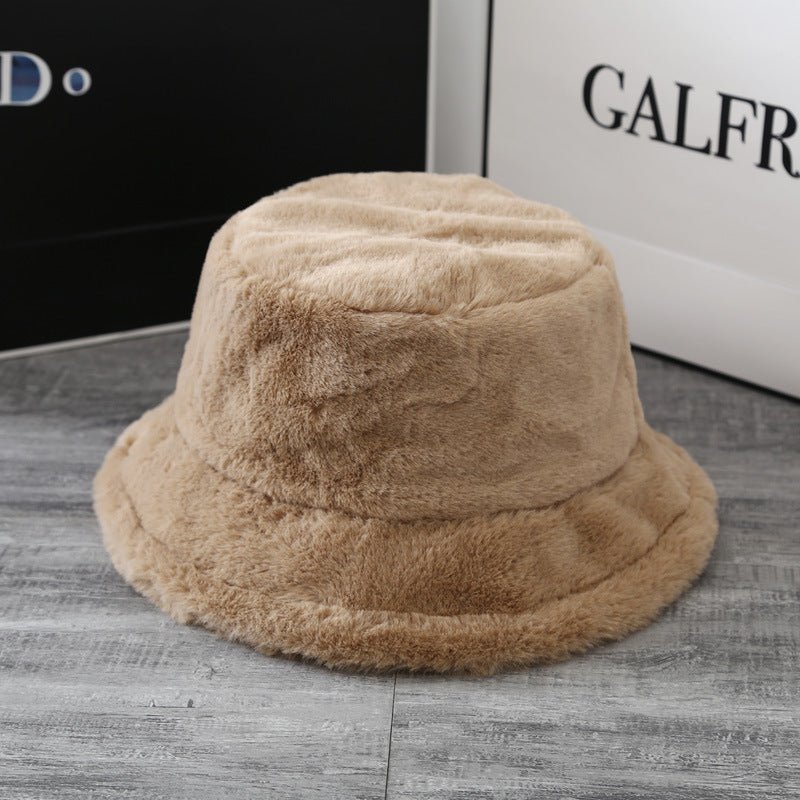 British Women's Curled Soft Plush Solid Color Hat - InspiredGrabs.com