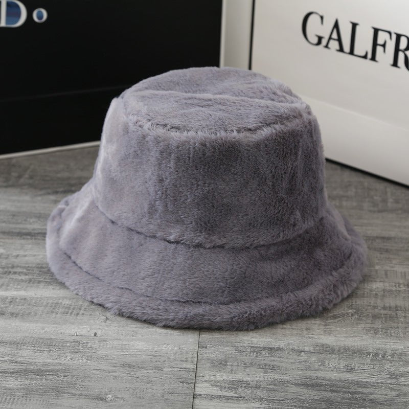 British Women's Curled Soft Plush Solid Color Hat - InspiredGrabs.com