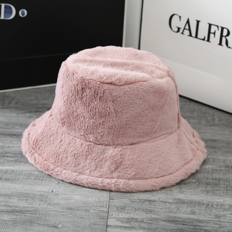 British Women's Curled Soft Plush Solid Color Hat - InspiredGrabs.com