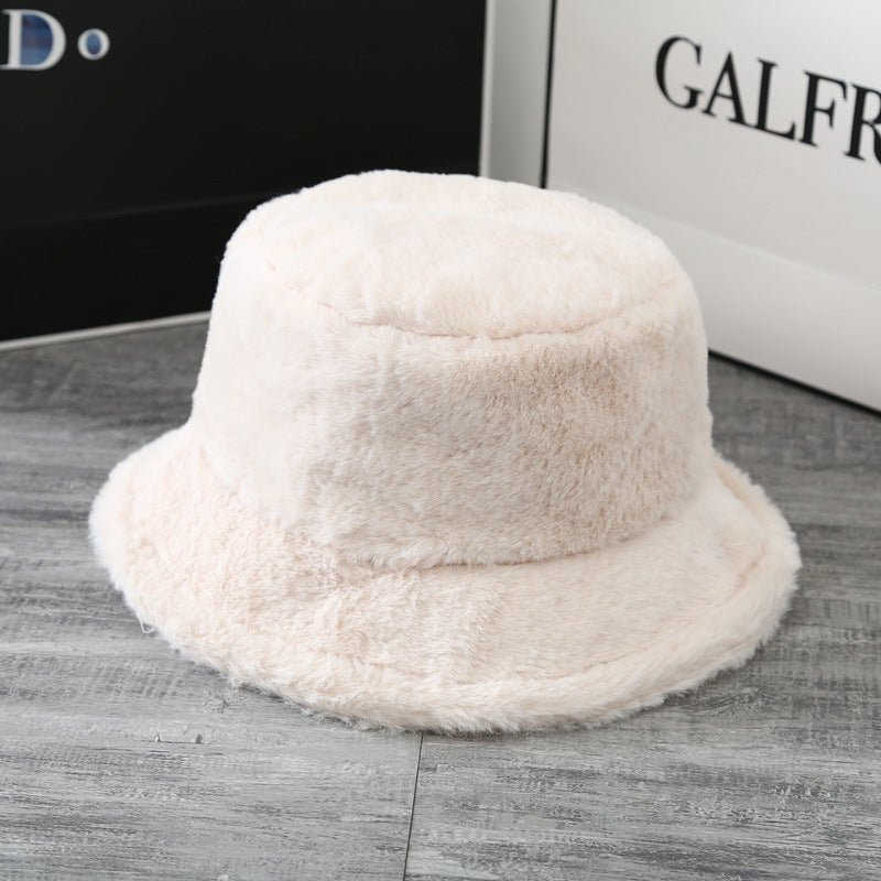 British Women's Curled Soft Plush Solid Color Hat - InspiredGrabs.com