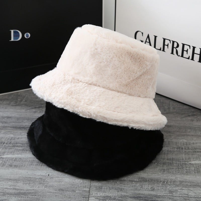 British Women's Curled Soft Plush Solid Color Hat - InspiredGrabs.com