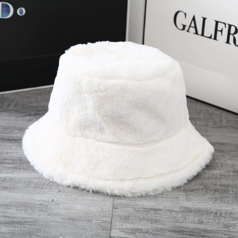 British Women's Curled Soft Plush Solid Color Hat - InspiredGrabs.com