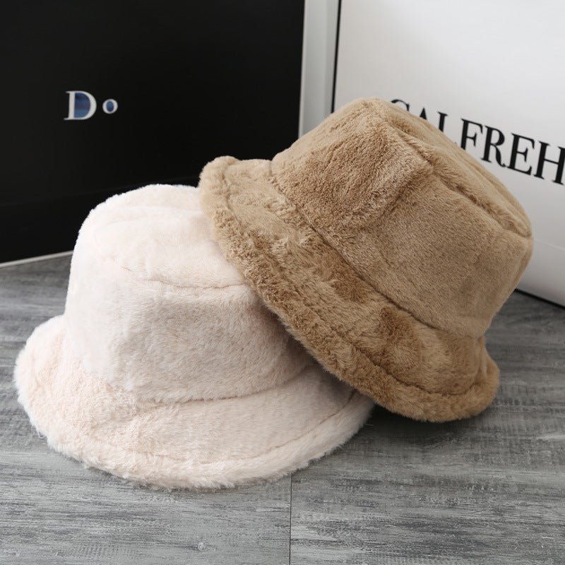 British Women's Curled Soft Plush Solid Color Hat - InspiredGrabs.com