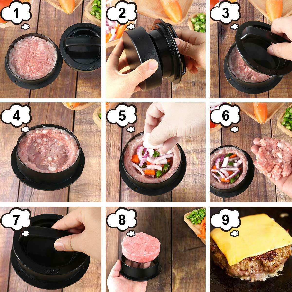 Burger Press Stuffed Patty Maker Mold Slider EASY Homemade Hamburger Making Tool - InspiredGrabs.com