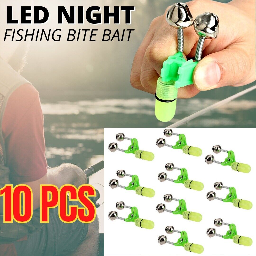 10x LED Night Fishing Bait Bite Alarm Twin 2 Bells Light Rod Tip Clip Alert Ring by KTATMARKETING - InspiredGrabs.com