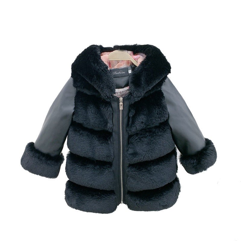 Children's Cotton Coat Rex Rabbit Hooded Faux Fur Coat - InspiredGrabs.com