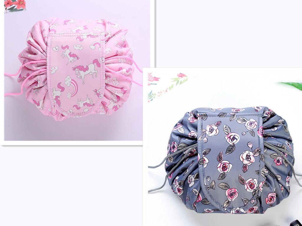 Compact and convenient: The Small Lazy Drawstring Cosmetic Bag - InspiredGrabs.com