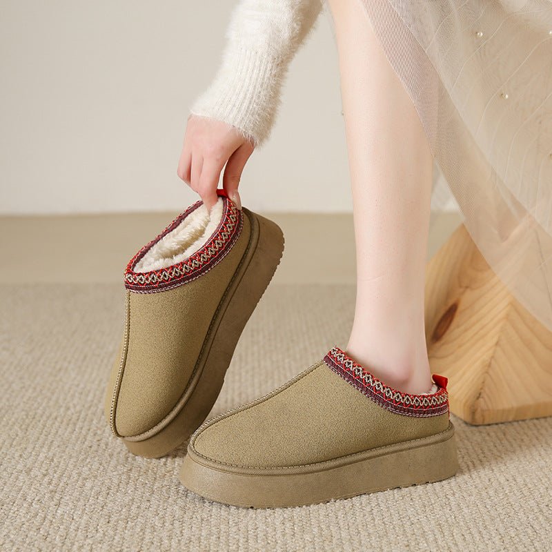 Cozy and Stylish: Baotou Plush Half Slippers for Women - Perfect for Home or Outdoors! - InspiredGrabs.com