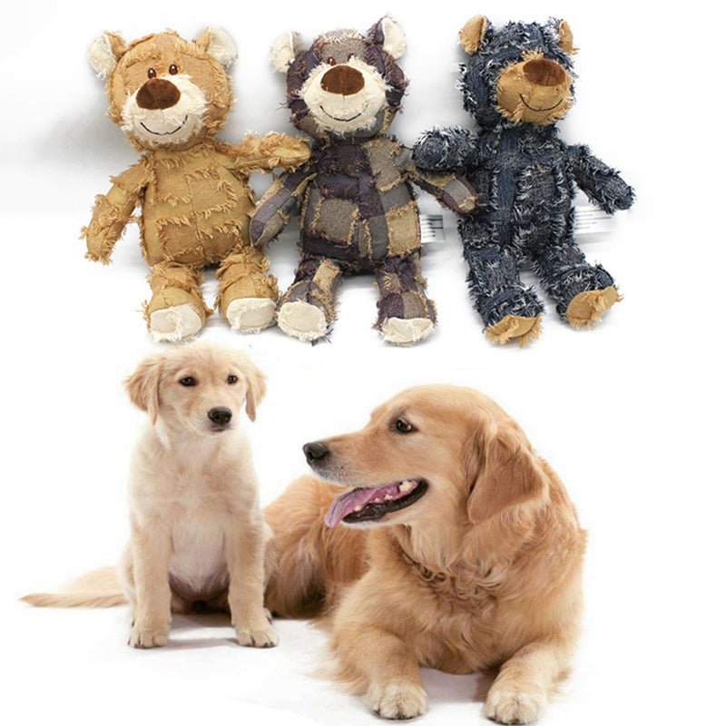 Cute Pet Dog Cat Plush Squeak Sound Dog Toys Bear Shape Pet Dogs Bite Resistant Molar Chew Toys Pets Interactive Training Toys Pet Products - InspiredGrabs.com