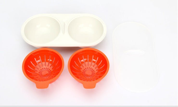 Double Cup Microwave Egg Poacher: Food-Grade Cookware for Steamed Eggs - Kitchen Cooking Tools - InspiredGrabs.com