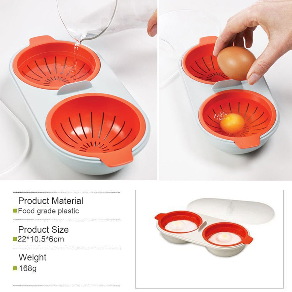 Double Cup Microwave Egg Poacher: Food-Grade Cookware for Steamed Eggs - Kitchen Cooking Tools - InspiredGrabs.com