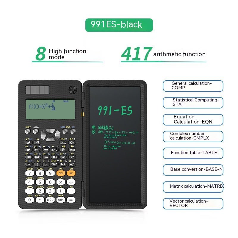 Dual-Function Foldable Scientific Calculator with Handwriting Tablet - Desktop Learning Tool - InspiredGrabs.com