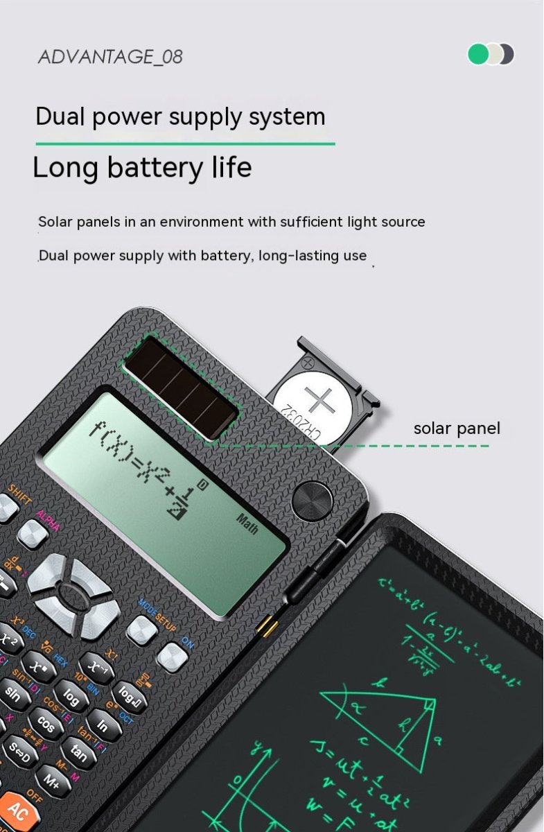 Dual-Function Foldable Scientific Calculator with Handwriting Tablet - Desktop Learning Tool - InspiredGrabs.com