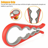 Thumbnail for Jar Opener Rubber 4-In-1 Quick Lid Bottle Cap Grip Twister Remover Kitchen Tool - InspiredGrabs.com