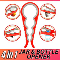 Thumbnail for Jar Opener Rubber 4-In-1 Quick Lid Bottle Cap Grip Twister Remover Kitchen Tool - InspiredGrabs.com