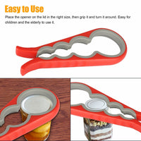 Thumbnail for Jar Opener Rubber 4-In-1 Quick Lid Bottle Cap Grip Twister Remover Kitchen Tool - InspiredGrabs.com