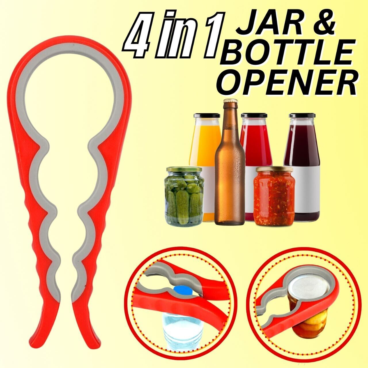 Jar Opener Rubber 4-In-1 Quick Lid Bottle Cap Grip Twister Remover Kitchen Tool - InspiredGrabs.com
