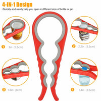 Thumbnail for Jar Opener Rubber 4-In-1 Quick Lid Bottle Cap Grip Twister Remover Kitchen Tool - InspiredGrabs.com