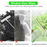 Thumbnail for 3X Glass Window Wiper Cleaner Squeegee Shower Screen Mirror Home Car Blade Brush Simple Green Car Glass Window Cleaner Wiper Cleaner Household Cleaning Brush Window Cleaning Tools - InspiredGrabs.com