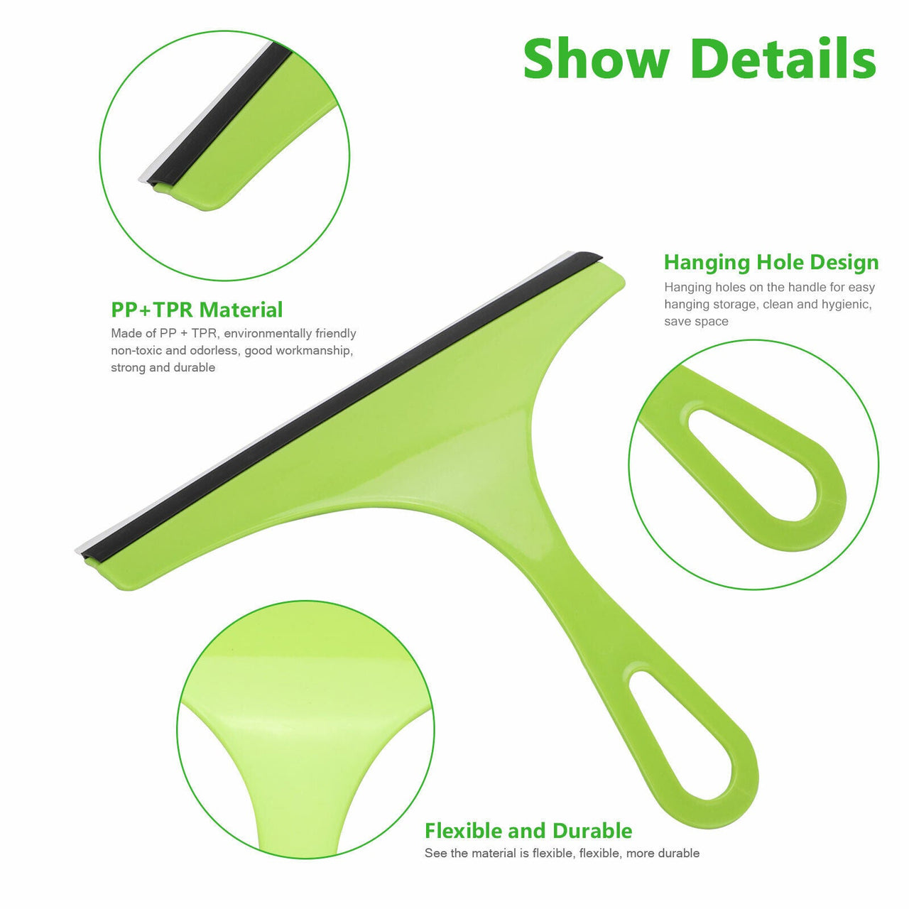 3X Glass Window Wiper Cleaner Squeegee Shower Screen Mirror Home Car Blade Brush Simple Green Car Glass Window Cleaner Wiper Cleaner Household Cleaning Brush Window Cleaning Tools - InspiredGrabs.com