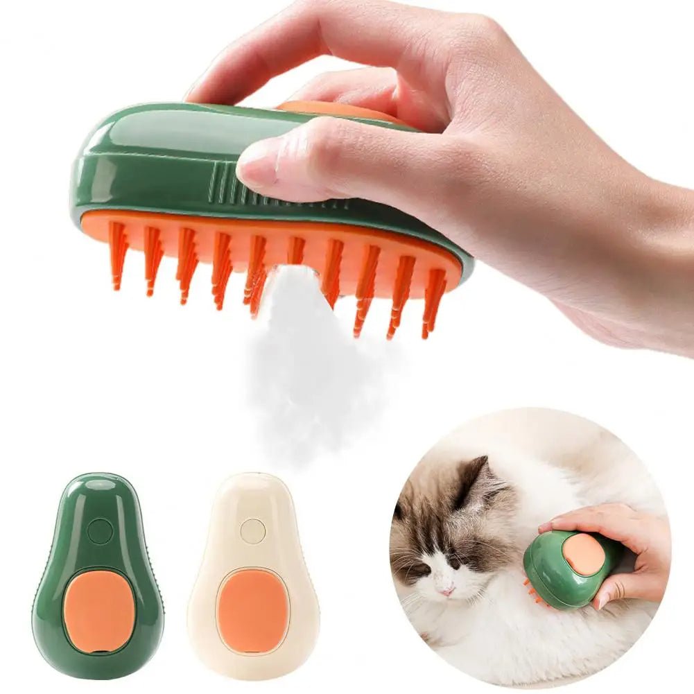 Electric Avocado-Shaped Pet Grooming Brush with Self-Cleaning and Steam Spray Features for Cats and Dogs - Ideal for Massage and Grooming - InspiredGrabs.com