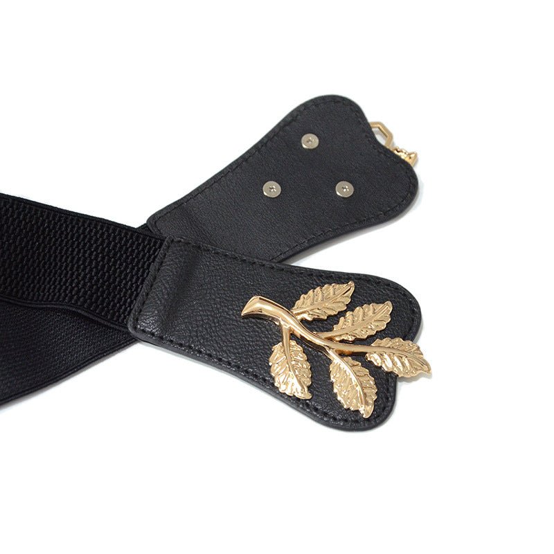 Elevate your style with the versatile and trendy Ladies Allmatch Decorative Leaf Elastic Waistband. - InspiredGrabs.com