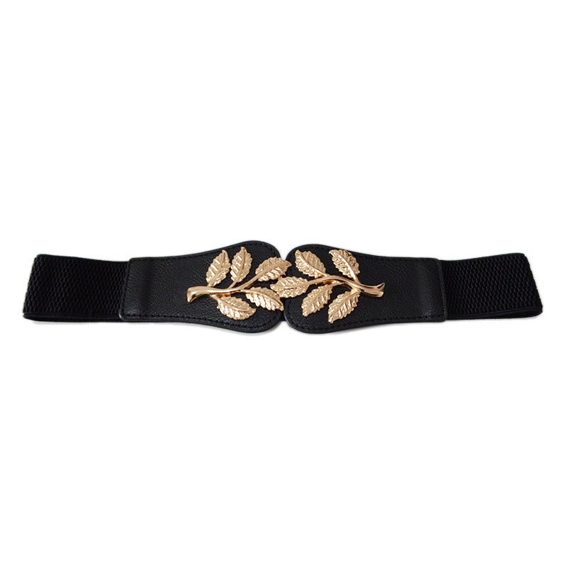 Elevate your style with the versatile and trendy Ladies Allmatch Decorative Leaf Elastic Waistband. - InspiredGrabs.com