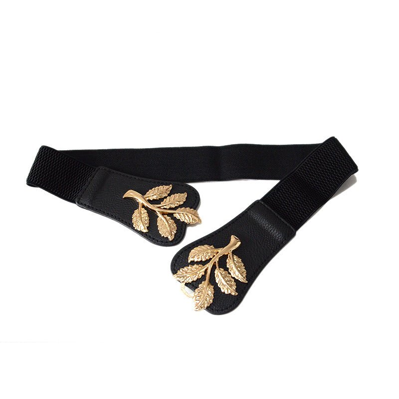 Elevate your style with the versatile and trendy Ladies Allmatch Decorative Leaf Elastic Waistband. - InspiredGrabs.com