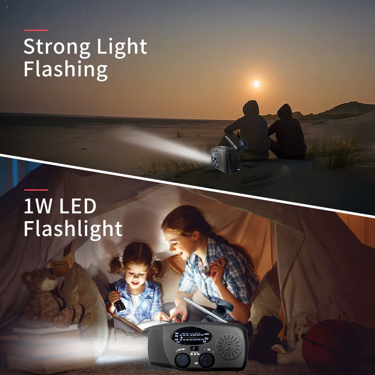 Emergency Solar Hand Crank Weather Radio With LED Flashlight 2000mAh Solar Power Bank Cell Phone Charger For Home And Outdoor - InspiredGrabs.com