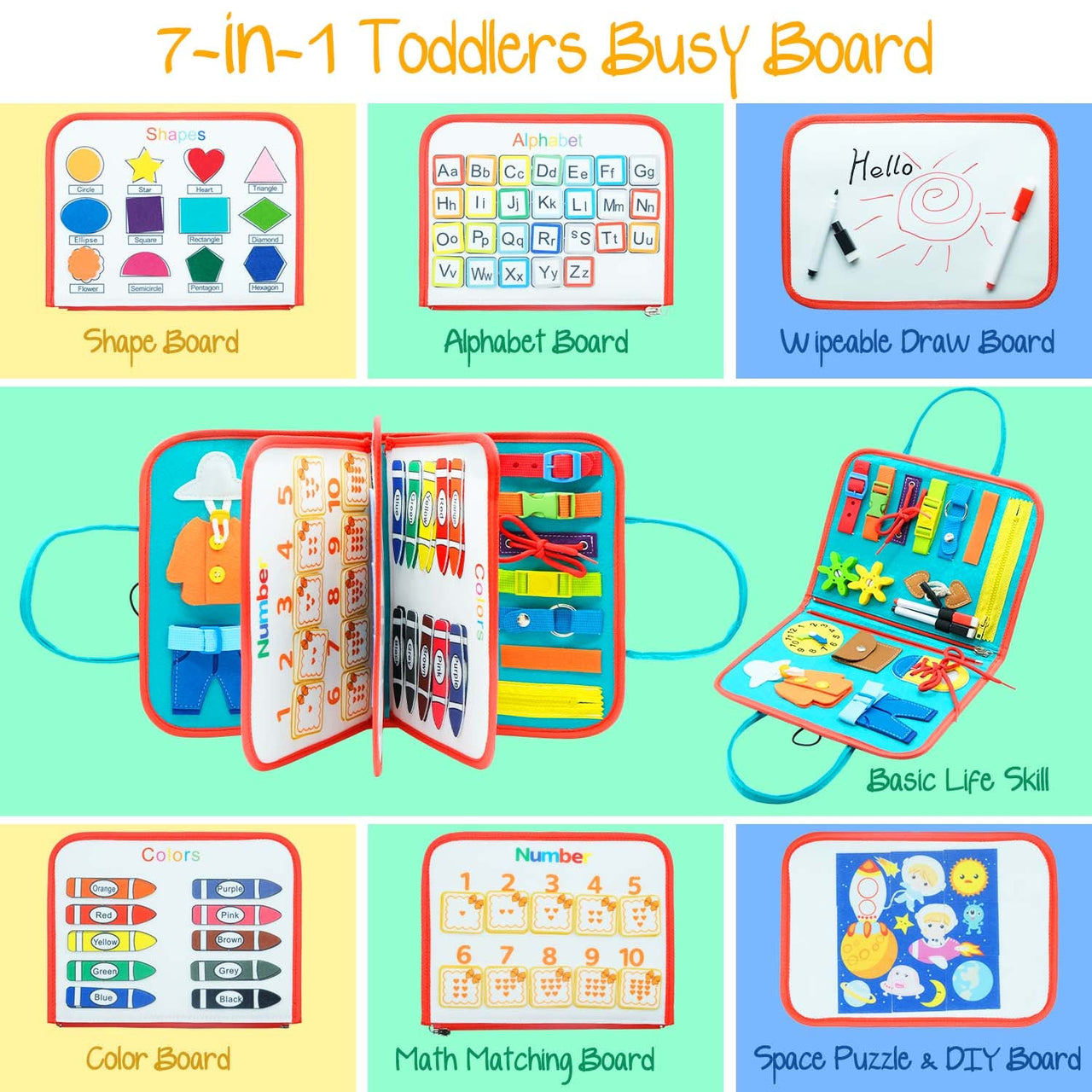 Children's Educational Toy Dressing Felt Busy Board - InspiredGrabs.com
