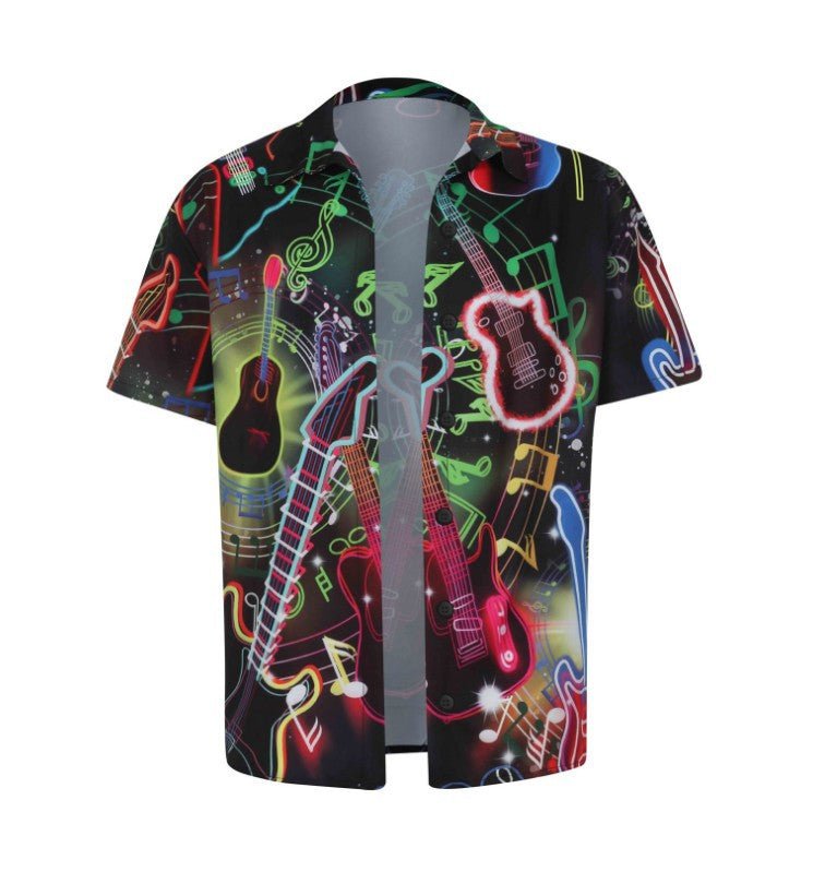 Enhance Your Look with the Guitar Positioning Digital Printing Men's Short Sleeve. - InspiredGrabs.com