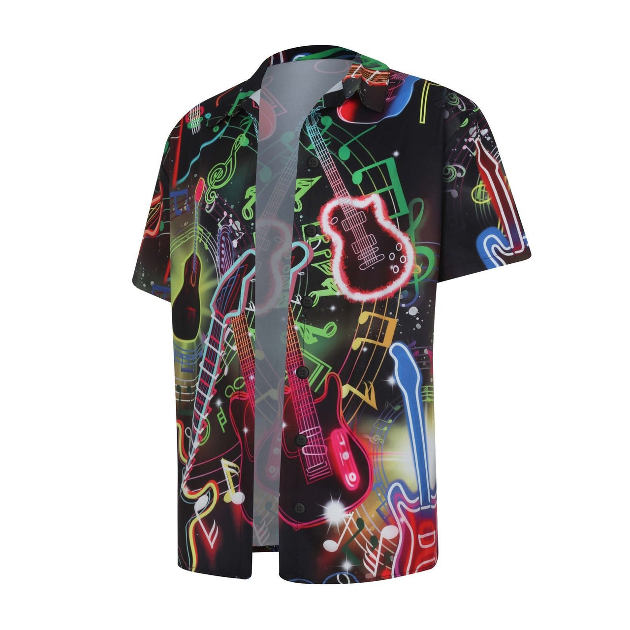 Enhance Your Look with the Guitar Positioning Digital Printing Men's Short Sleeve. - InspiredGrabs.com